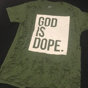 Extremely distressed (stock) God is Dope tee